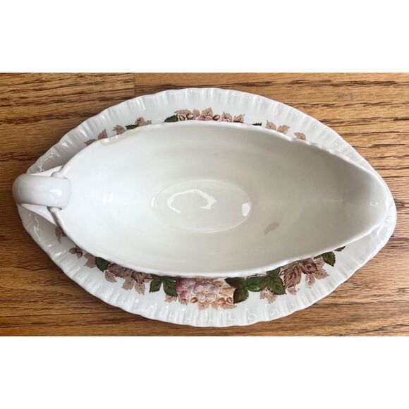 Vintage Wedgewood Wildbriar Gravy Sauce Boat With Attached Plate Barlaston - Picture 9 of 12